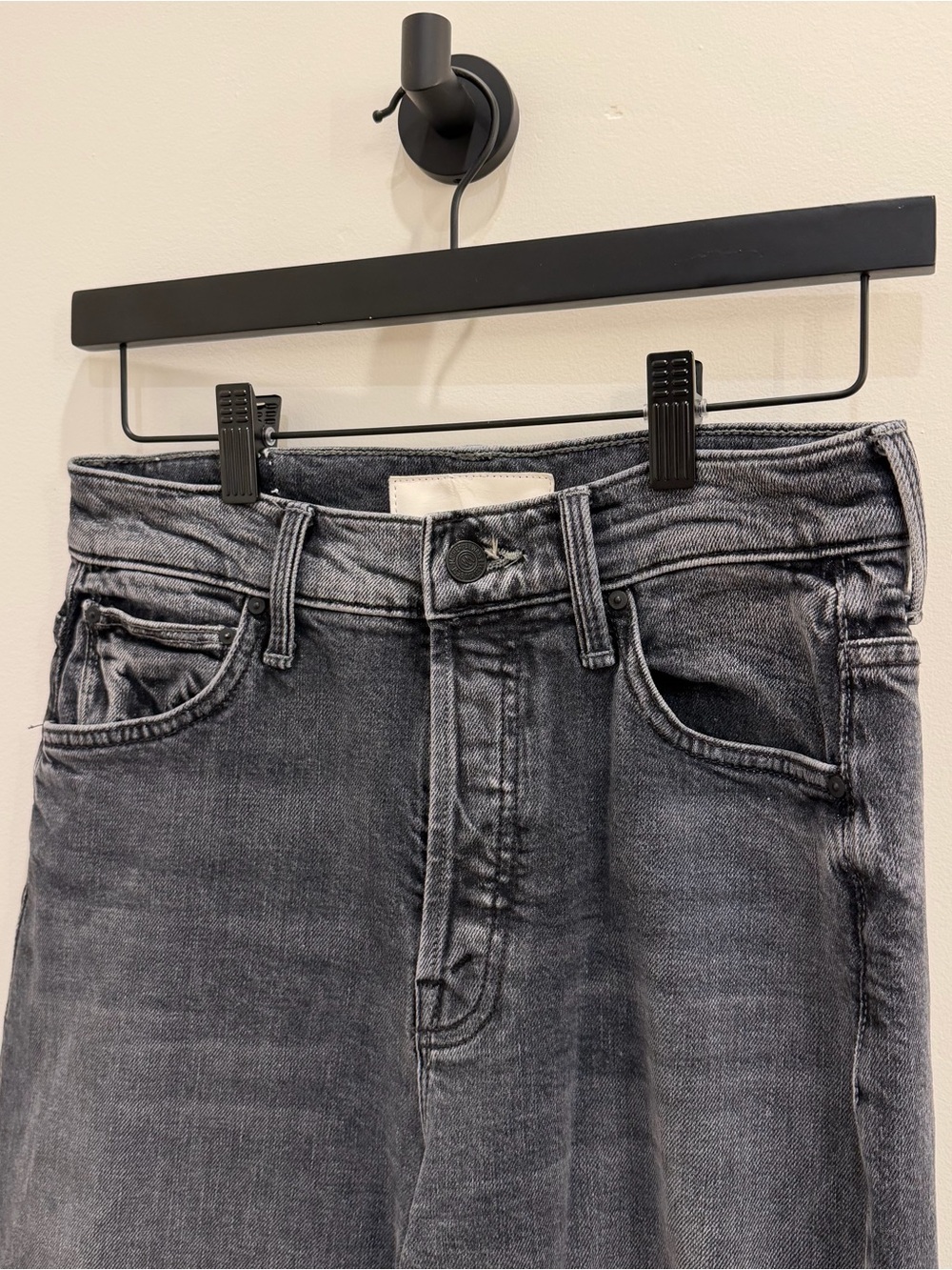 MOTHER High-Rise Wide Leg Jeans - Washed Black NWT - Picture 5 of 10